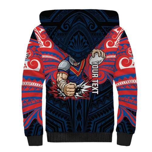 Custom Newcastle Knight Sherpa Hoodie Knight Warrior Polynesia Islander Rugby Mascot