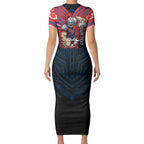 Custom Newcastle Knight Short Sleeve Bodycon Dress Knight Warrior Polynesia Islander Rugby Mascot