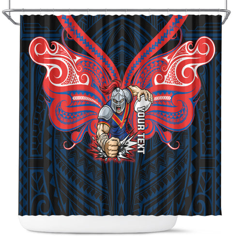 Custom Newcastle Knight Shower Curtain Knight Warrior Polynesia Islander Rugby Mascot