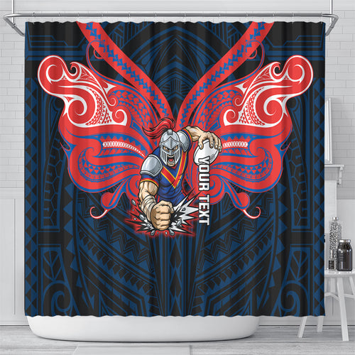 Custom Newcastle Knight Shower Curtain Knight Warrior Polynesia Islander Rugby Mascot
