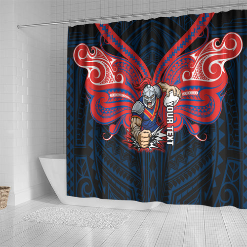 Custom Newcastle Knight Shower Curtain Knight Warrior Polynesia Islander Rugby Mascot
