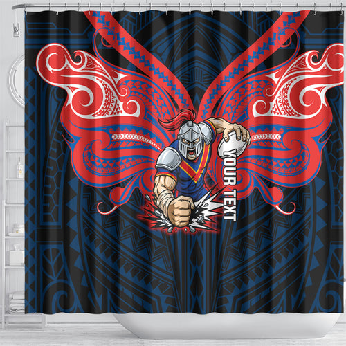 Custom Newcastle Knight Shower Curtain Knight Warrior Polynesia Islander Rugby Mascot