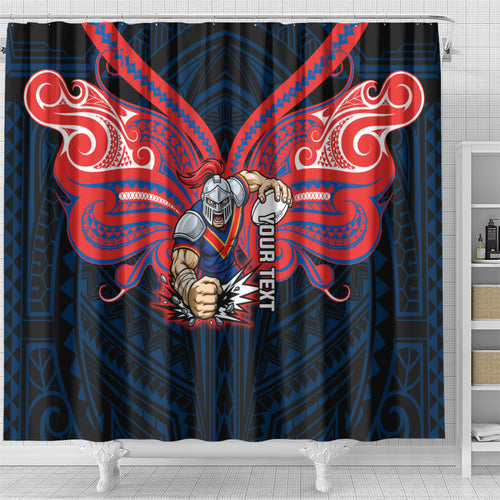 Custom Newcastle Knight Shower Curtain Knight Warrior Polynesia Islander Rugby Mascot