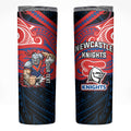Custom Newcastle Knight Skinny Tumbler Knight Warrior Polynesia Islander Rugby Mascot