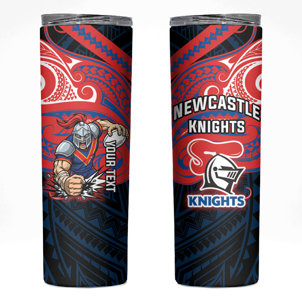 Custom Newcastle Knight Skinny Tumbler Knight Warrior Polynesia Islander Rugby Mascot