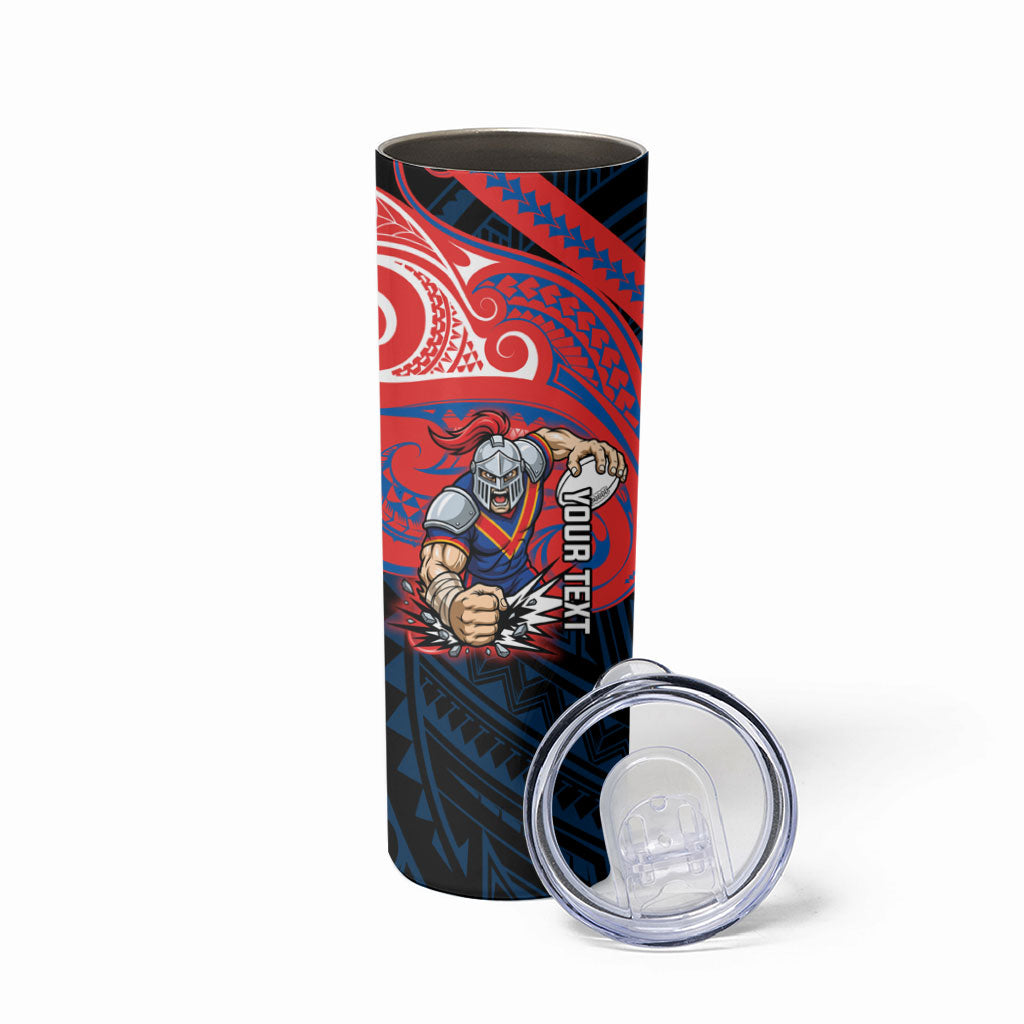 Custom Newcastle Knight Skinny Tumbler Knight Warrior Polynesia Islander Rugby Mascot