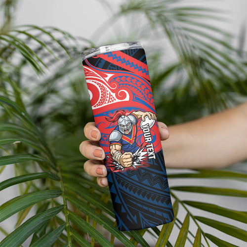 Custom Newcastle Knight Skinny Tumbler Knight Warrior Polynesia Islander Rugby Mascot