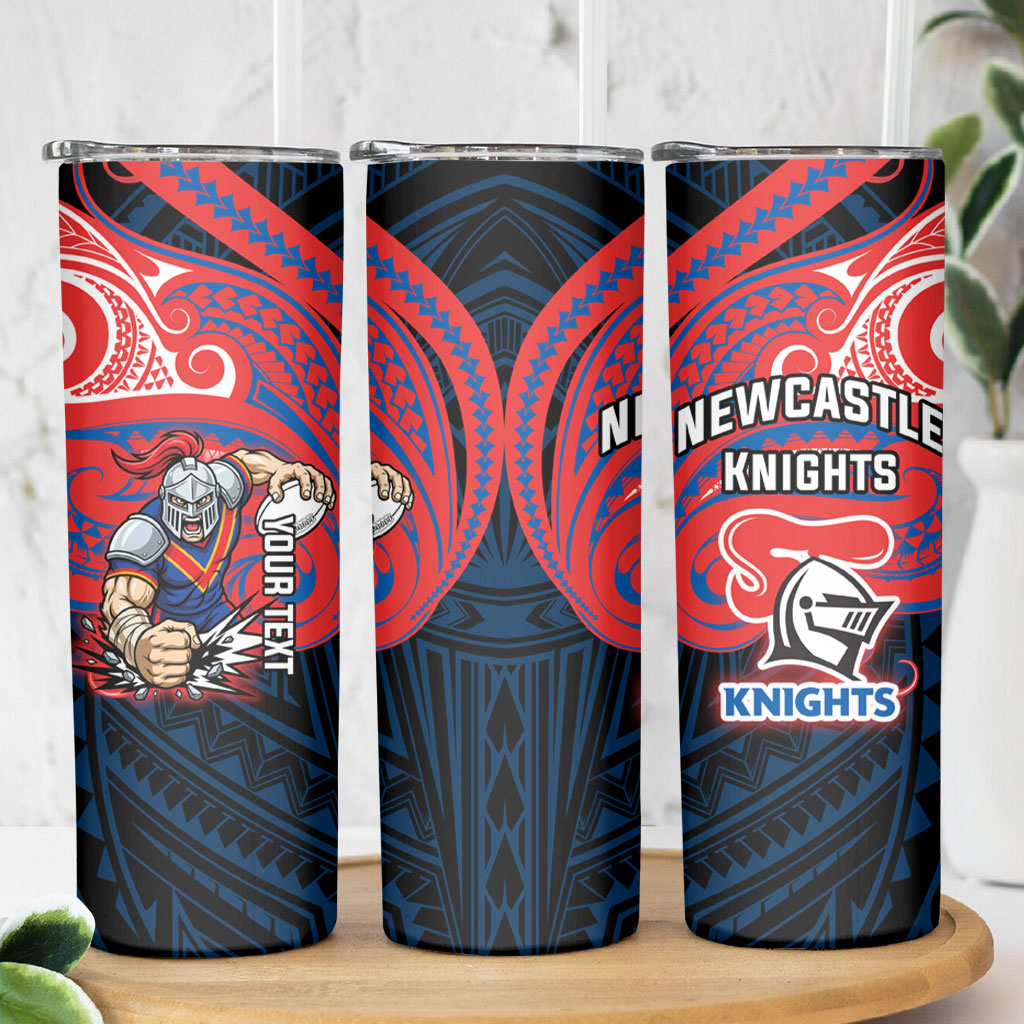 Custom Newcastle Knight Skinny Tumbler Knight Warrior Polynesia Islander Rugby Mascot