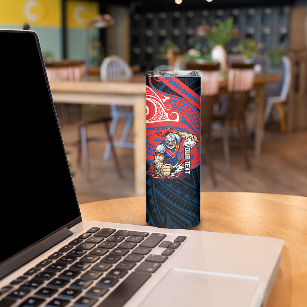 Custom Newcastle Knight Skinny Tumbler Knight Warrior Polynesia Islander Rugby Mascot