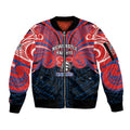 Custom Newcastle Knight Sleeve Zip Bomber Jacket Knight Warrior Polynesia Islander Rugby Mascot