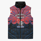 Custom Newcastle Knight Sleeveless Puffer Jacket Knight Warrior Polynesia Islander Rugby Mascot
