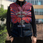 Custom Newcastle Knight Sleeveless Puffer Jacket Knight Warrior Polynesia Islander Rugby Mascot