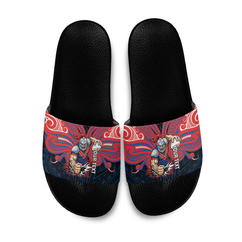 Custom Newcastle Knight Slide Sandals Knight Warrior Polynesia Islander Rugby Mascot