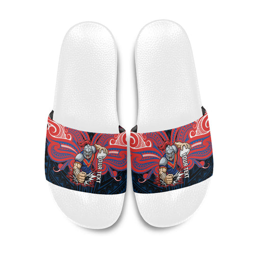 Custom Newcastle Knight Slide Sandals Knight Warrior Polynesia Islander Rugby Mascot