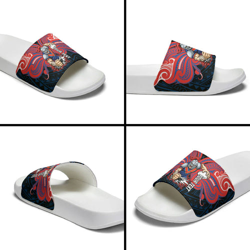Custom Newcastle Knight Slide Sandals Knight Warrior Polynesia Islander Rugby Mascot