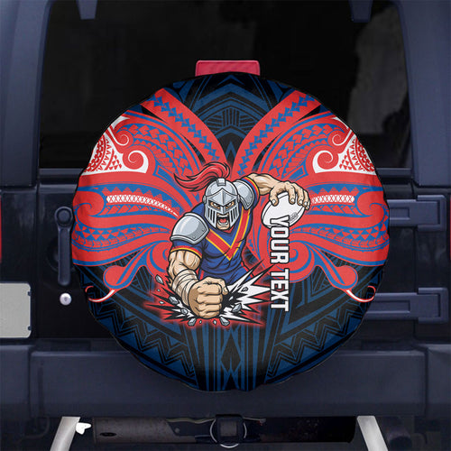 Custom Newcastle Knight Spare Tire Cover Knight Warrior Polynesia Islander Rugby Mascot
