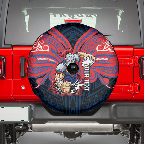 Custom Newcastle Knight Spare Tire Cover Knight Warrior Polynesia Islander Rugby Mascot