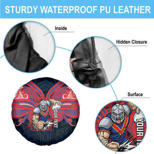 Custom Newcastle Knight Spare Tire Cover Knight Warrior Polynesia Islander Rugby Mascot