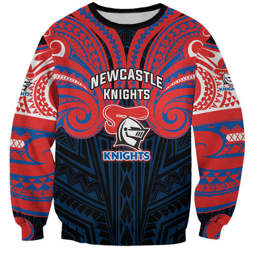 Custom Newcastle Knight Sweatshirt Knight Warrior Polynesia Islander Rugby Mascot