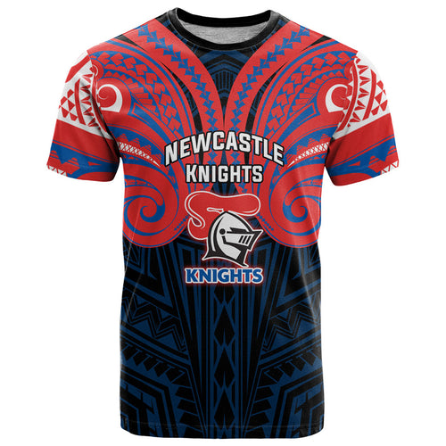 Custom Newcastle Knight T Shirt Knight Warrior Polynesia Islander Rugby Mascot