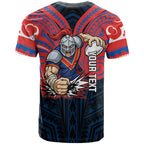 Custom Newcastle Knight T Shirt Knight Warrior Polynesia Islander Rugby Mascot