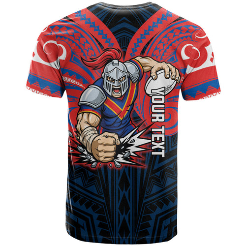 Custom Newcastle Knight T Shirt Knight Warrior Polynesia Islander Rugby Mascot