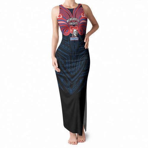 Custom Newcastle Knight Tank Maxi Dress Knight Warrior Polynesia Islander Rugby Mascot