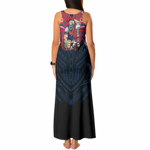 Custom Newcastle Knight Tank Maxi Dress Knight Warrior Polynesia Islander Rugby Mascot