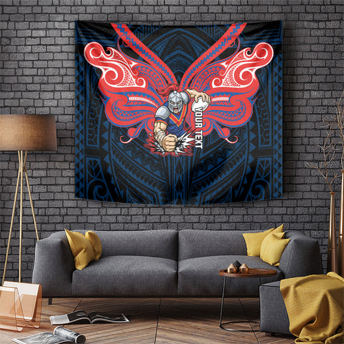 Custom Newcastle Knight Tapestry Knight Warrior Polynesia Islander Rugby Mascot
