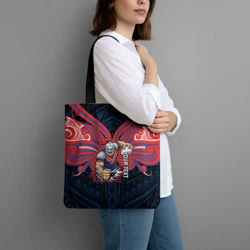 Custom Newcastle Knight Tote Bag Knight Warrior Polynesia Islander Rugby Mascot