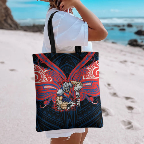 Custom Newcastle Knight Tote Bag Knight Warrior Polynesia Islander Rugby Mascot