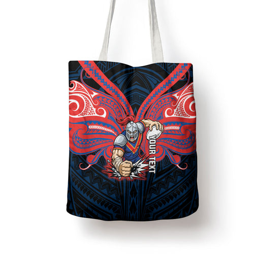 Custom Newcastle Knight Tote Bag Knight Warrior Polynesia Islander Rugby Mascot