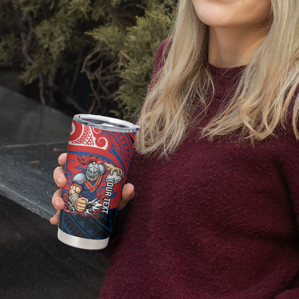Custom Newcastle Knight Tumbler Cup Knight Warrior Polynesia Islander Rugby Mascot