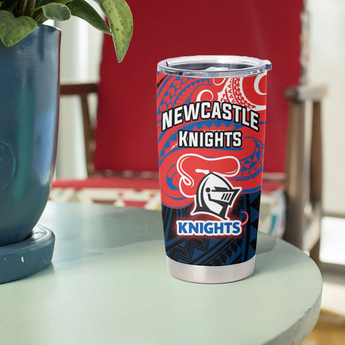 Custom Newcastle Knight Tumbler Cup Knight Warrior Polynesia Islander Rugby Mascot