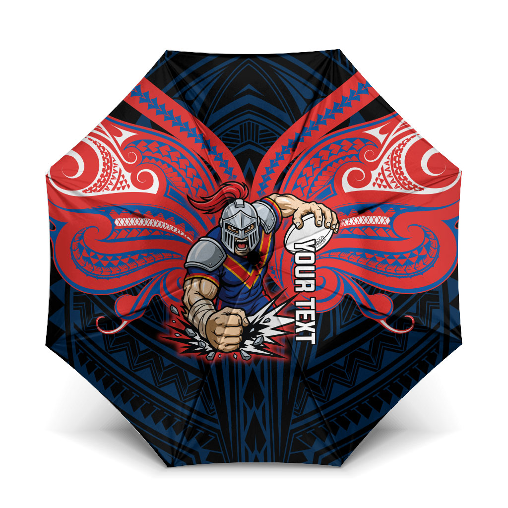 Custom Newcastle Knight Umbrella Knight Warrior Polynesia Islander Rugby Mascot