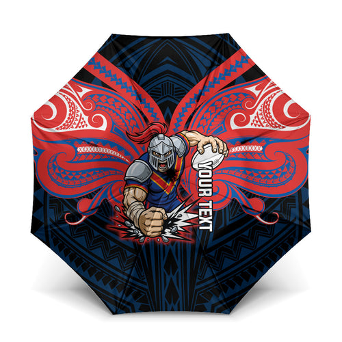 Custom Newcastle Knight Umbrella Knight Warrior Polynesia Islander Rugby Mascot