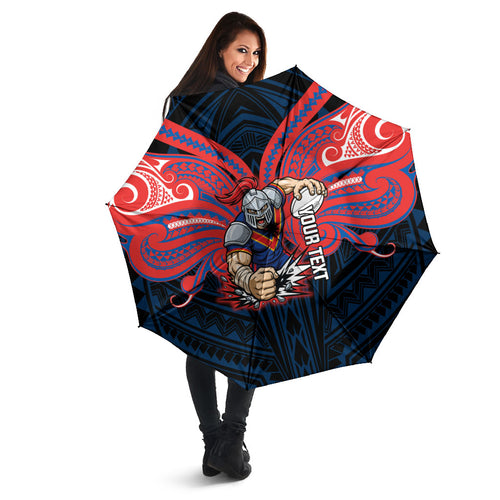 Custom Newcastle Knight Umbrella Knight Warrior Polynesia Islander Rugby Mascot