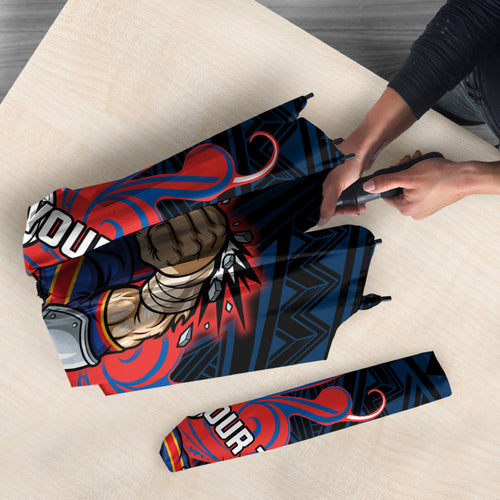 Custom Newcastle Knight Umbrella Knight Warrior Polynesia Islander Rugby Mascot