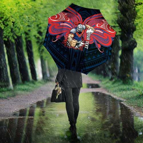 Custom Newcastle Knight Umbrella Knight Warrior Polynesia Islander Rugby Mascot