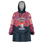 Custom Newcastle Knight Wearable Blanket Hoodie Knight Warrior Polynesia Islander Rugby Mascot