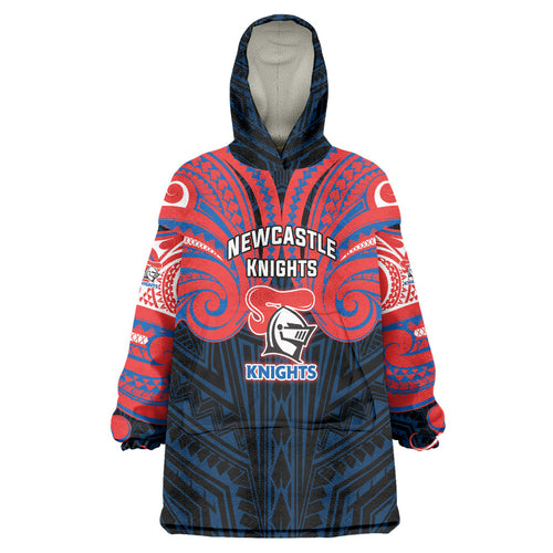 Custom Newcastle Knight Wearable Blanket Hoodie Knight Warrior Polynesia Islander Rugby Mascot