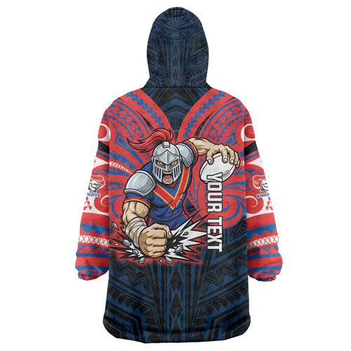 Custom Newcastle Knight Wearable Blanket Hoodie Knight Warrior Polynesia Islander Rugby Mascot