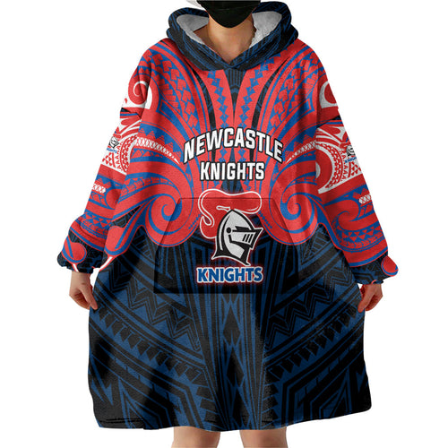 Custom Newcastle Knight Wearable Blanket Hoodie Knight Warrior Polynesia Islander Rugby Mascot