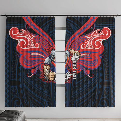 Custom Newcastle Knight Window Curtain Knight Warrior Polynesia Islander Rugby Mascot