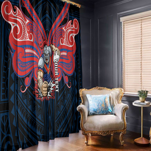 Custom Newcastle Knight Window Curtain Knight Warrior Polynesia Islander Rugby Mascot