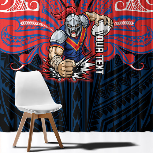 Custom Newcastle Knight Window Curtain Knight Warrior Polynesia Islander Rugby Mascot