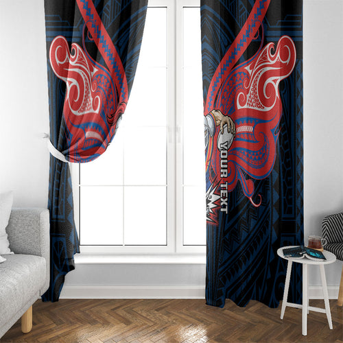Custom Newcastle Knight Window Curtain Knight Warrior Polynesia Islander Rugby Mascot