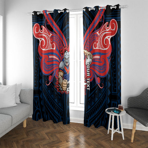 Custom Newcastle Knight Window Curtain Knight Warrior Polynesia Islander Rugby Mascot