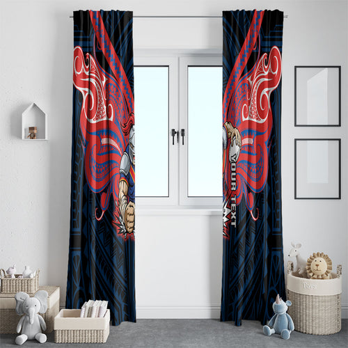 Custom Newcastle Knight Window Curtain Knight Warrior Polynesia Islander Rugby Mascot