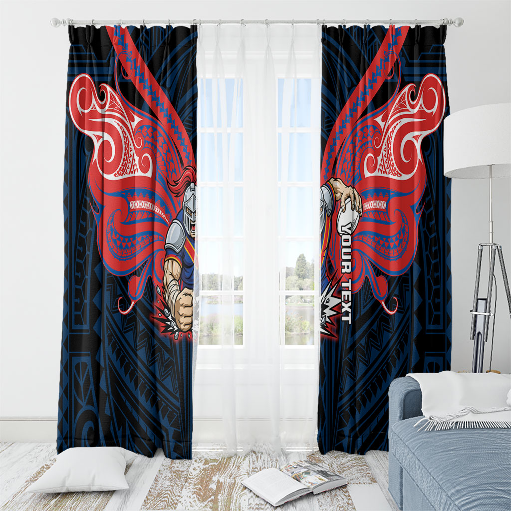 Custom Newcastle Knight Window Curtain Knight Warrior Polynesia Islander Rugby Mascot